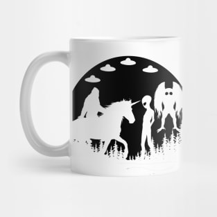 Bigfoot Riding Unicorn With Mothman Ufos And Alien Mug